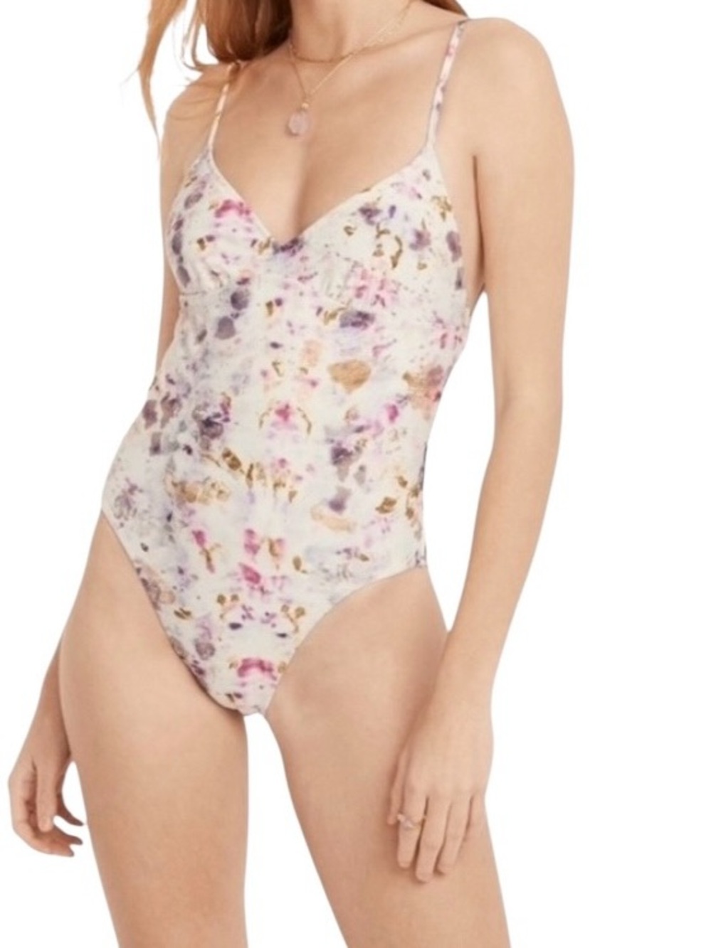 J. Crew X Flora Obscura One Piece Strappy Back Plunge in Kaleidoscope Floral NWT - Picture 3 of 8
